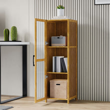 Load image into Gallery viewer, 3-Tier Narrow Bookcase Storage Cabinet with Acrylic Door
