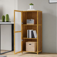 Load image into Gallery viewer, 3-Tier Narrow Bookcase Storage Cabinet with Acrylic Door
