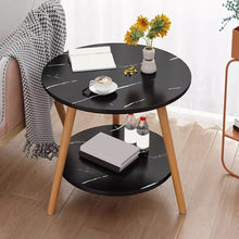 Load image into Gallery viewer, Double-Tier Round Wooden Side Table

