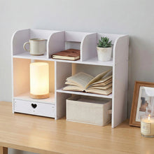 Load image into Gallery viewer, White Desktop Storage Shelf with Drawer
