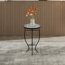 Load image into Gallery viewer, Outdoor Mosaic Accent Side Table Plant Stand
