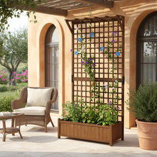 Load image into Gallery viewer, Wood Planter Raised Garden Bed with Trellis &amp; Hanging Roof
