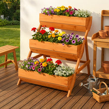 Load image into Gallery viewer, 3-Tier Wooden Planter Box with Drainage Holes
