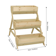 Load image into Gallery viewer, 3-Tier Wooden Planter Box with Drainage Holes
