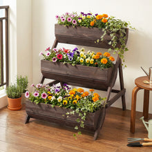 Load image into Gallery viewer, 3-Tier Wooden Planter Box with Drainage Holes
