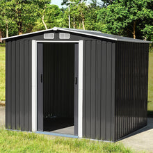 Load image into Gallery viewer, 8x8FT Metal Garden Storage Shed with Sliding Door
