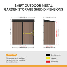 Load image into Gallery viewer, 3x5 FT Outdoor Metal Garden Storage Shed
