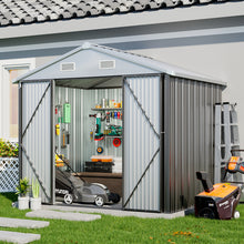 Load image into Gallery viewer, 6x8FT Metal Garden Storage Shed with Lockable Door
