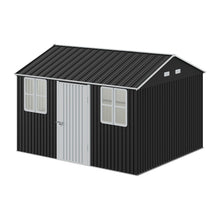 Load image into Gallery viewer, 12x10FT Metal Apex Roof Garden Tool Shed
