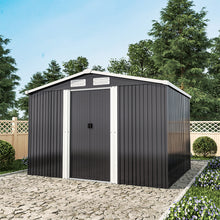 Load image into Gallery viewer, 6x8 FT Large Metal Apex Roof Garden Tool Storage Shed
