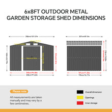 Load image into Gallery viewer, 6x8 FT Large Metal Apex Roof Garden Tool Storage Shed
