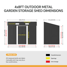 Load image into Gallery viewer, 4x8FT Metal Storage Tool Shed for Garden Patio
