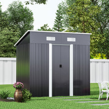 Load image into Gallery viewer, 4x6ft Metal Garden Storage Shed with Sliding Door
