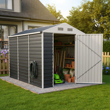 Load image into Gallery viewer, 6x8 FT Metal Apex Roof Garden Tool Storage Shed
