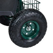 Load image into Gallery viewer, Rolling Garden Cart with Seat and Tool Tray
