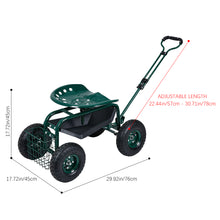 Load image into Gallery viewer, Rolling Garden Cart with Seat and Tool Tray

