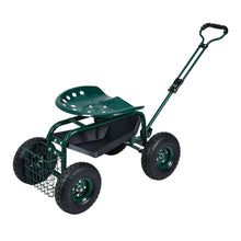 Load image into Gallery viewer, Rolling Garden Cart with Seat and Tool Tray
