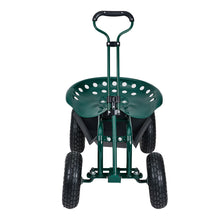 Load image into Gallery viewer, Rolling Garden Cart with Seat and Tool Tray
