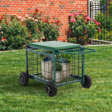 Load image into Gallery viewer, Rolling Garden Work Seat Cart with Storage
