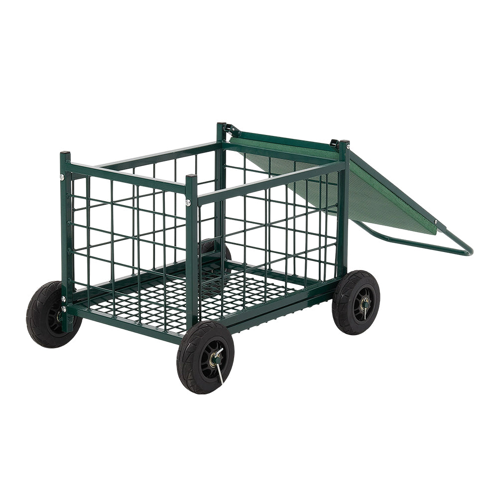 Rolling Garden Work Seat Cart with Storage