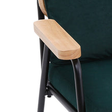 Load image into Gallery viewer, Green Upholstered Rattan Back Armchair with Metal Legs Lounge Chairs Living and Home 

