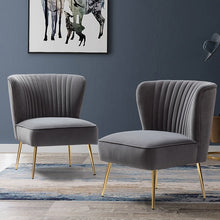 Load image into Gallery viewer, Small Cocktail Accent Chair Accent Chair Living and Home Velvet Grey 
