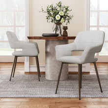 Load image into Gallery viewer, Set of 2 Grey Linen Dining Chair with Metal Legs Dining Chairs Living and Home 
