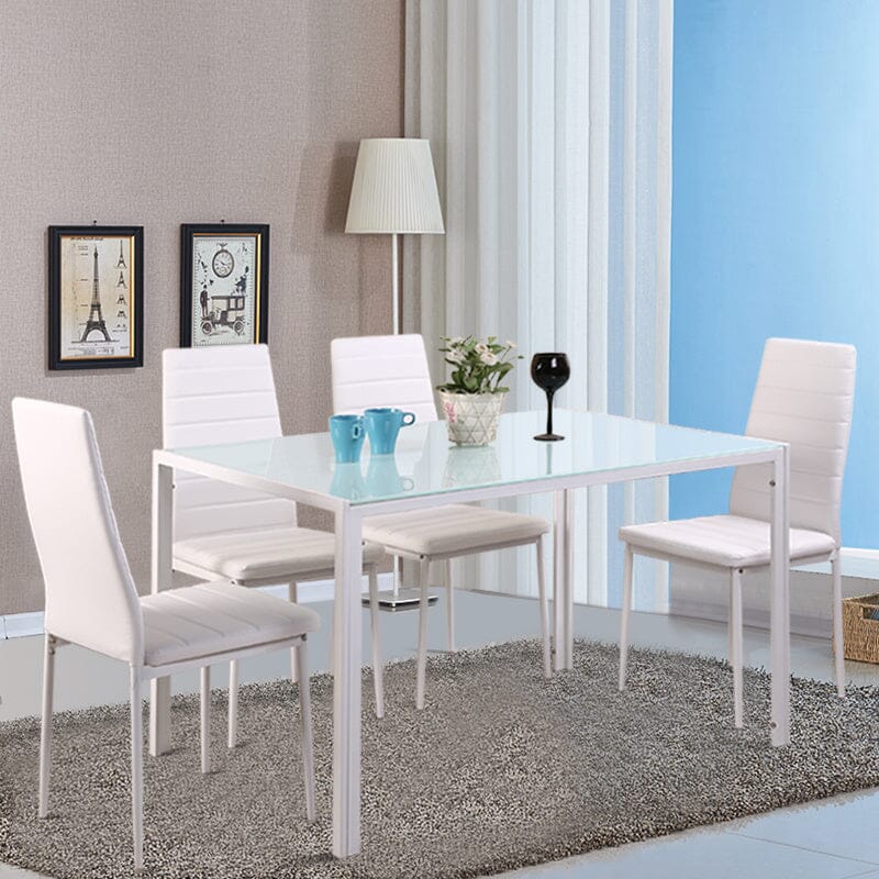 Stylish Tempered Glass Dining Table and Chair Set Living and Home 