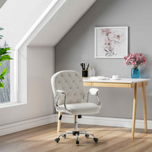 Load image into Gallery viewer, Faux Leather Chesterfield Office Chair with Chrome Base Office Chair Living and Home White 
