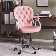 Load image into Gallery viewer, Faux Leather Chesterfield Office Chair with Chrome Base Office Chair Living and Home Pink 
