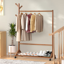 Load image into Gallery viewer, Bamboo Garment Hat Rack with Wheels
