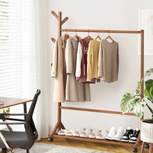 Load image into Gallery viewer, Bamboo Garment Hat Rack with Wheels
