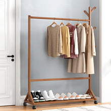 Load image into Gallery viewer, Bamboo Garment Hat Rack with Wheels
