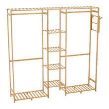 Load image into Gallery viewer, Wooden Clothes Rack with Side Hooks
