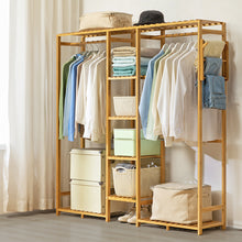 Load image into Gallery viewer, Wooden Clothes Rack with Side Hooks
