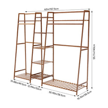 Load image into Gallery viewer, Trapezoid Bamboo Garment Rack with Tiered Storage Shelves
