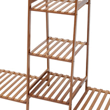 Load image into Gallery viewer, Trapezoid Bamboo Garment Rack with Tiered Storage Shelves
