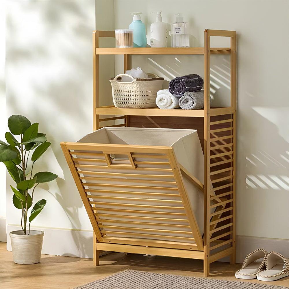 Freestanding Bamboo Laundry Hamper