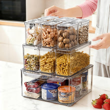 Load image into Gallery viewer, Set of 10 Stackable Clear Fridge Organisers Storage Boxes
