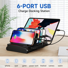 Load image into Gallery viewer, 60W 6-Port USB Charging Station for All Devices with 6 Cables
