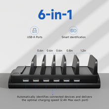 Load image into Gallery viewer, 60W 6-Port USB Charging Station for All Devices with 6 Cables
