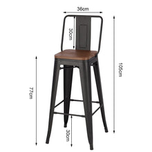 Load image into Gallery viewer, Set of 2/4 Metal Wooden High Bar Stools for Kitchen Bar Stools Living and Home 
