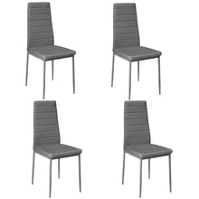 Load image into Gallery viewer, Set of 4 Leather Upholstered Dining Chairs with Metal Legs Dining Chairs Living and Home Grey 

