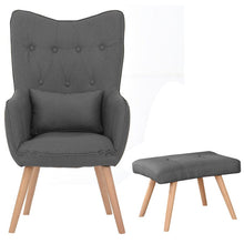 Load image into Gallery viewer, Soft Velvet Wingback Lounge Chair and Footstool Wingback Chairs Living and Home 
