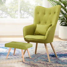 Load image into Gallery viewer, Soft Velvet Wingback Lounge Chair and Footstool Wingback Chairs Living and Home Green 
