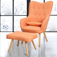 Load image into Gallery viewer, Soft Velvet Wingback Lounge Chair and Footstool Wingback Chairs Living and Home Orange 
