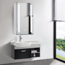 Load image into Gallery viewer, 70cm Height Modern LED Illuminated Bathroom Mirror Cabinet with Socket Bathroom Mirror Cabinets Living and Home 
