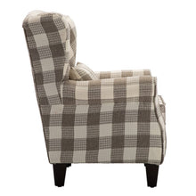 Load image into Gallery viewer, Elegant Coffee Checkered Sofa with Cushions and Walnut Legs Living and Home 
