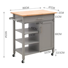 Load image into Gallery viewer, 92cm H Grey Kitchen Storage Trolley with 360 degrees Locking Wheels Kitchen Trolleys Living and Home 
