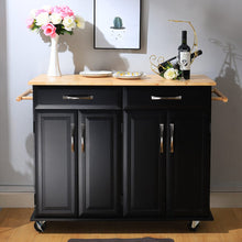 Load image into Gallery viewer, 3ft Wooden Large Catering Trolley Cart Kitchen Cabinet with Drawer Kitchen Trolleys Living and Home Black 
